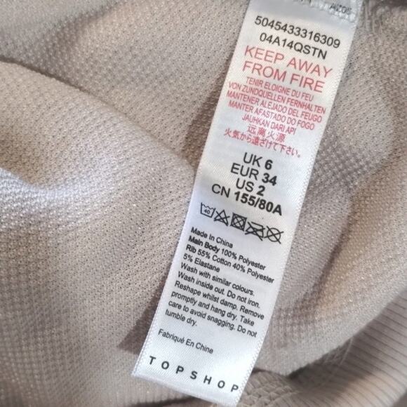 Topshop NWOT Cream Tan Teddy Fuzzy Fleece Cropped 3/4 Zip Pullover Size 2 - Picture 7 of 11